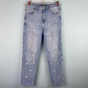 Hollister Embroidered Daisy Mom Jeans 9 R